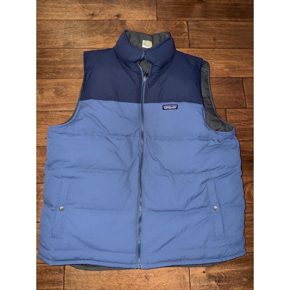 Patagonia Men's Reversible Bivy Down Vest Glass Blue/Gray 27587FA16 Size 2XL